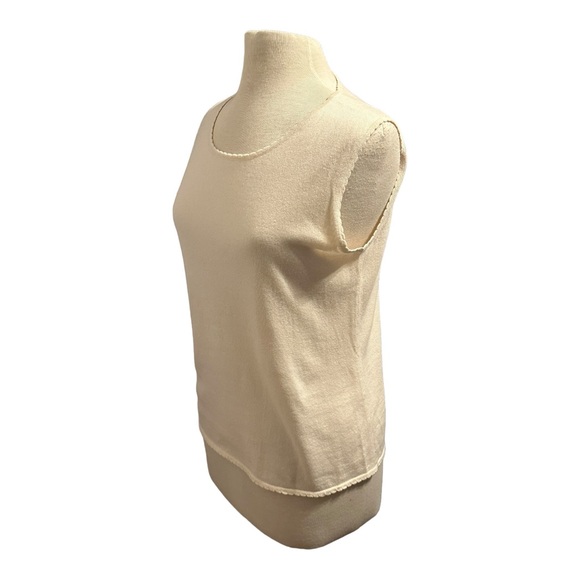 Neiman Marcus Exclusive Women’s Cashmere Silk Size L Sweater Sleeveless Ivory - Picture 1 of 7